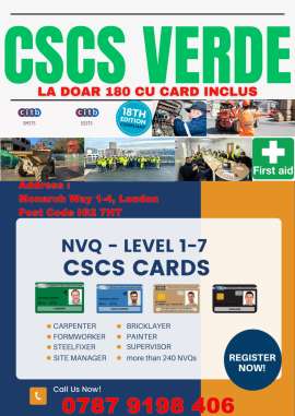 Anunturi UK CSCS Verde doar 180, NVQ 1-7, First Aid