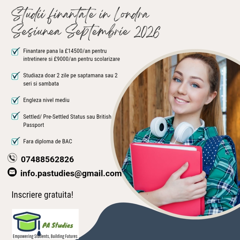 Studii finantate in Londra 1